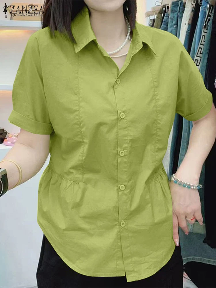 Summer Elegant Shirt Women Lapel Neck Short Sleeve Work Blouse 2024 ZANZEA Casual Solid Loose OL Tops Female Tunic Button Blusas
Summer Elegant Shirt Women Lapel Neck Short Sleeve Work Blouse 2024 ZANZEA Casual Solid Loose OL Tops Female Tunic Button Blusas
