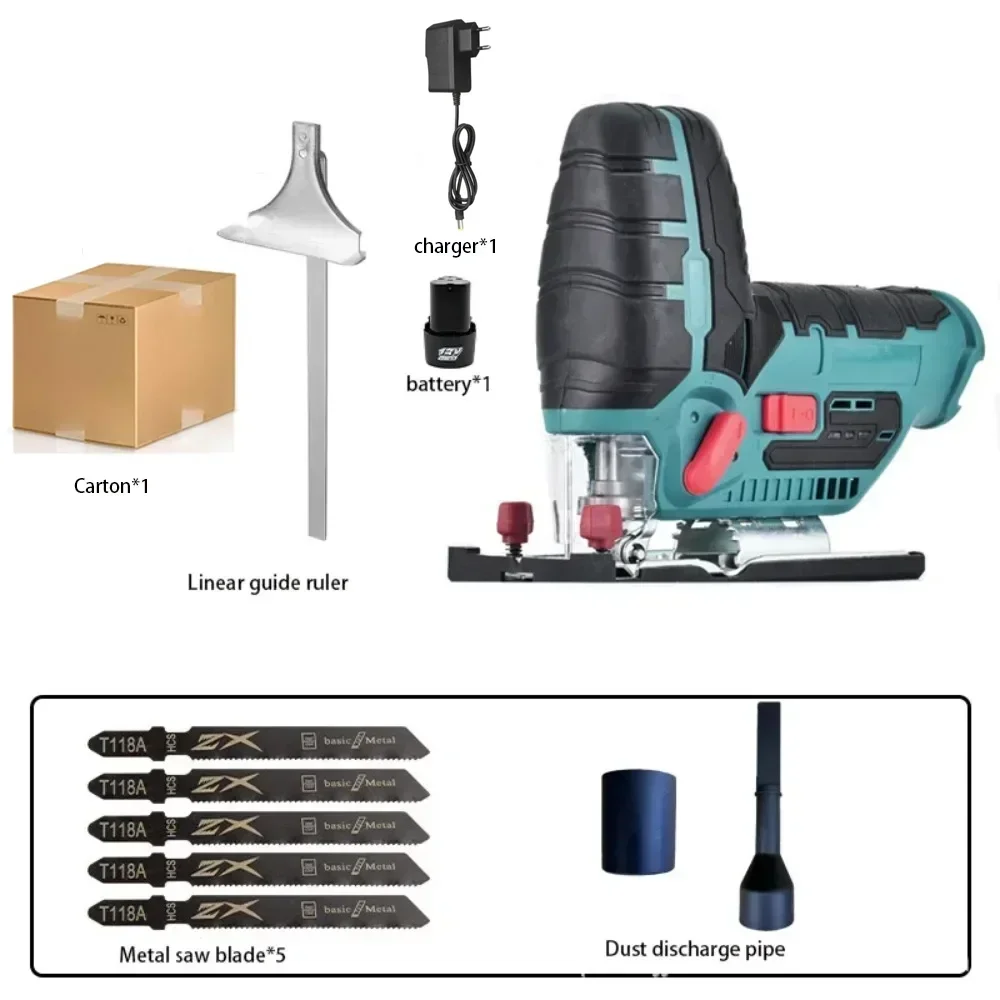 12V 80mm Cordless Brushless Jig Saw Electric Jigsaw 45 Degree Tilt Angle 6 Speed Adjustable Portable Saws Metal cutting machine
12V 80mm Cordless Brushless Jig Saw Electric Jigsaw 45 Degree Tilt Angle 6 Speed Adjustable Portable Saws Metal cutting machine