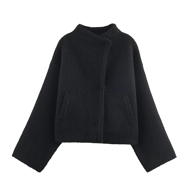 YENKYE New Fashion Women Black Wrap Knit Bomber Jacket Stand-up Collar Long Sleeve Winter Warm Crop Coat
YENKYE New Fashion Women Black Wrap Knit Bomber Jacket Stand-up Collar Long Sleeve Winter Warm Crop Coat