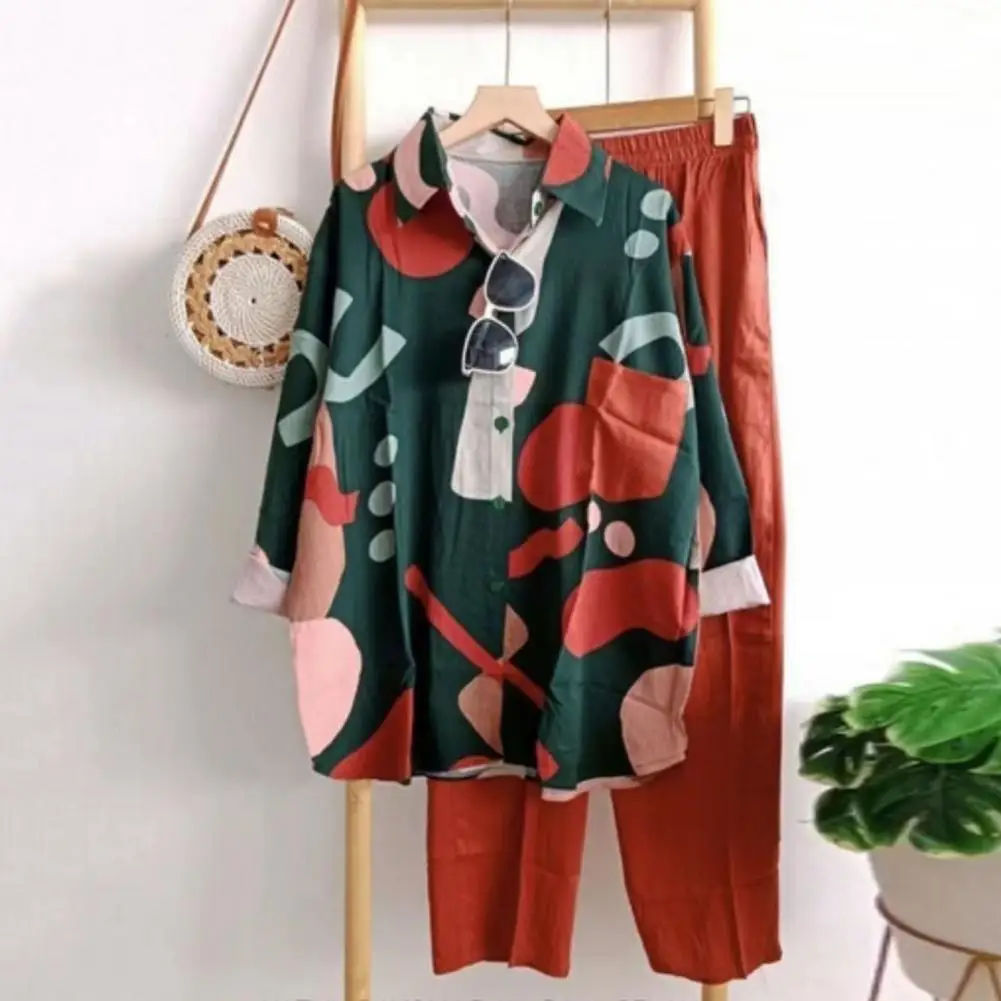 Color Matching Women Suit Colorblock Shirt Pants Set Stylish Lapel Blouse Wide Leg Trousers for Ladies Elasticated Waist Harem
Color Matching Women Suit Colorblock Shirt Pants Set Stylish Lapel Blouse Wide Leg Trousers for Ladies Elasticated Waist Harem