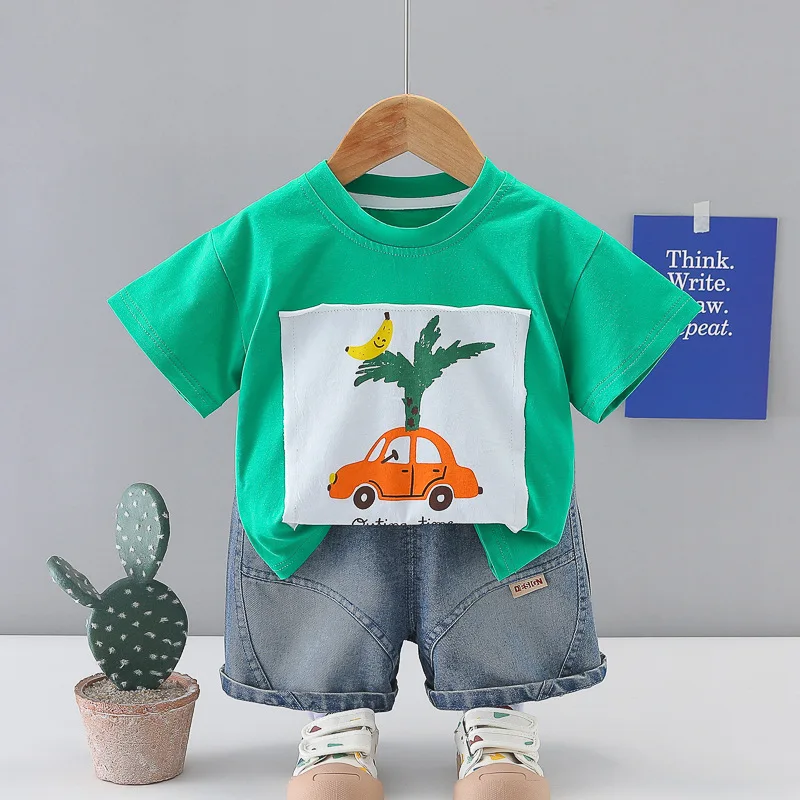 0-5 Years Baby Boy Summer Set 2026 New Toddler Boys Outfits Print Short Sleeve T-shirts and Denim Shorts Kids Boutique Clothes
0-5 Years Baby Boy Summer Set 2026 New Toddler Boys Outfits Print Short Sleeve T-shirts and Denim Shorts Kids Boutique Clothes
