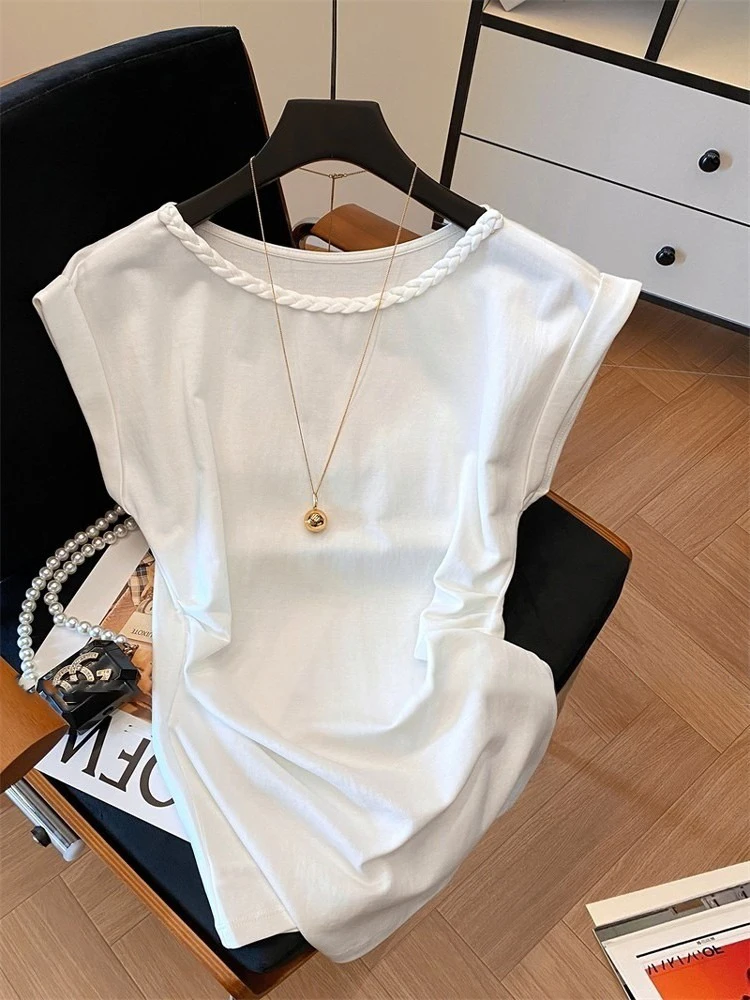 Sweet Knitted Tassel round Ne ort Sve T-irt Casual Summer Commute Women's Loose Fit Sweat Absorbent Regular Length 
Sweet Knitted Tassel round Ne ort Sve T-irt Casual Summer Commute Women's Loose Fit Sweat Absorbent Regular Length