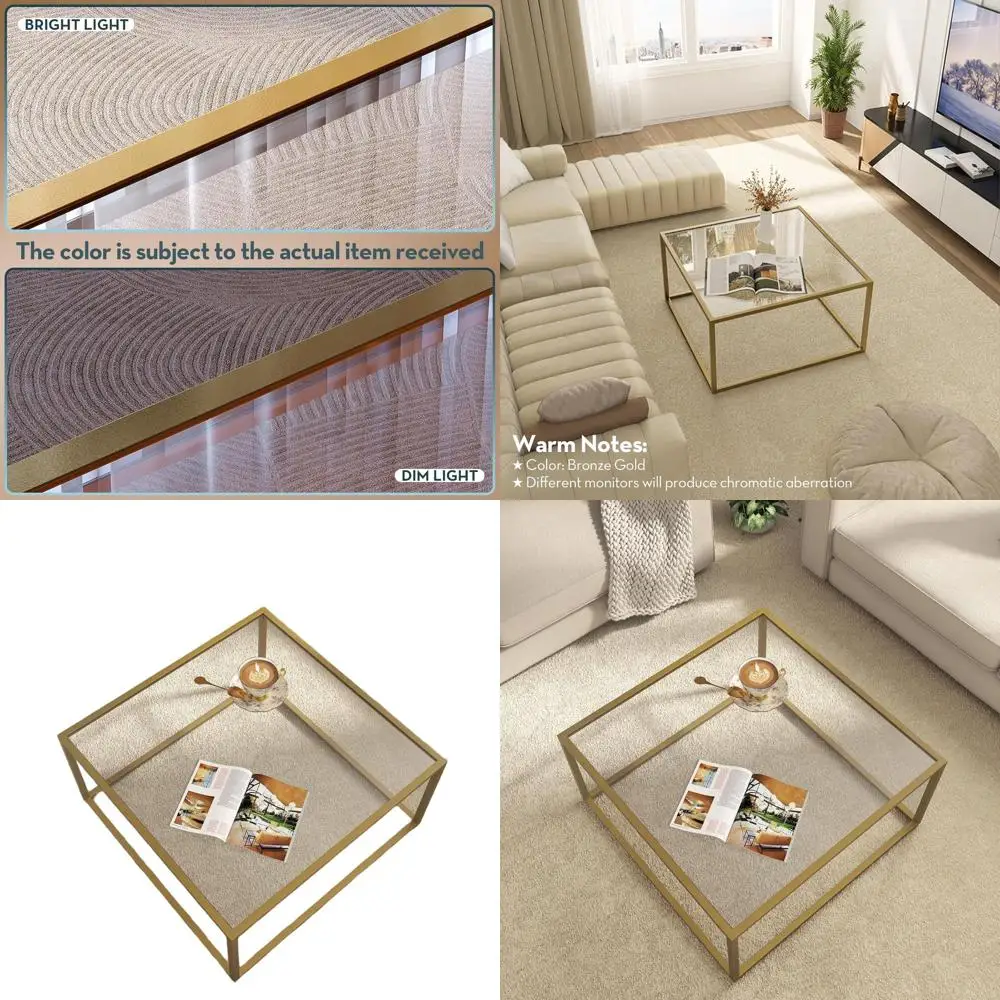 Modern Minimalist Square Coffee Table, Gold, 26.7 x 26.7 x 17.7 for Living Room & Home Office
Modern Minimalist Square Coffee Table, Gold, 26.7 x 26.7 x 17.7 for Living Room & Home Office