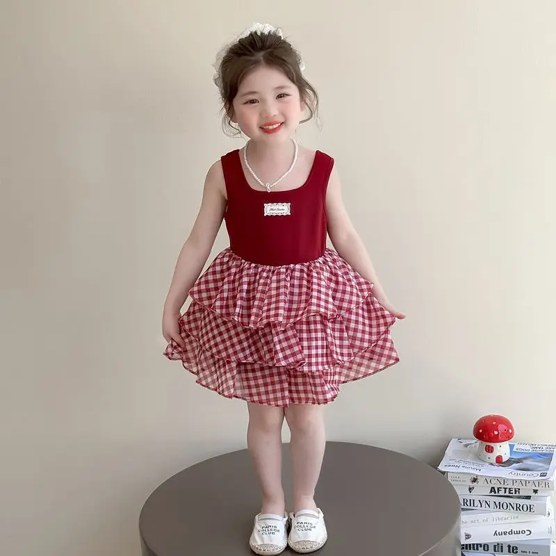 Girls' Summer Dress New Children's Elegant Princess Dress Sweet Sleeveless Plaid Dress
Girls' Summer Dress New Children's Elegant Princess Dress Sweet Sleeveless Plaid Dress