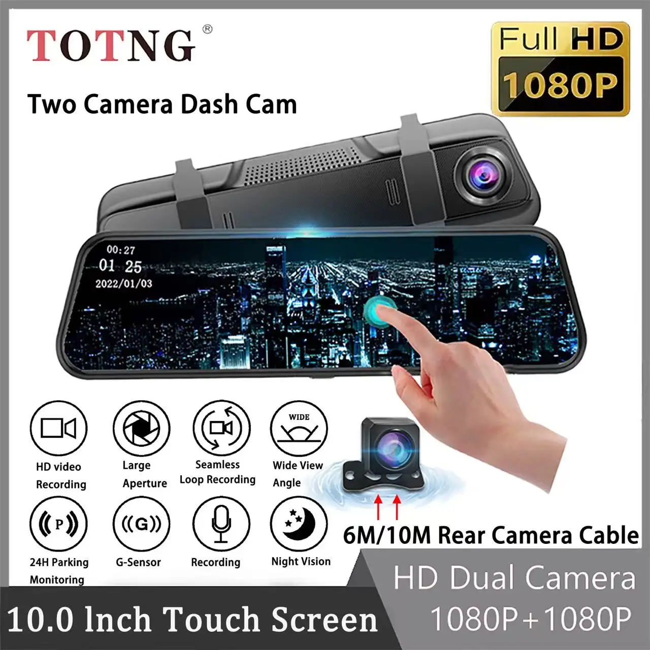 10-inch Mirror Camera for Car Touch Screen Video Recorder Rearview mirror Dash Cam Front and Rear Camera Mirror DVR Black Box
10-inch Mirror Camera for Car Touch Screen Video Recorder Rearview mirror Dash Cam Front and Rear Camera Mirror DVR Black Box
