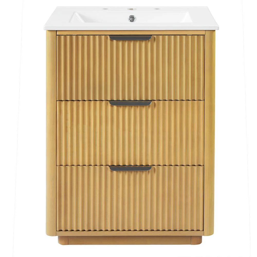 24 inch Modern Luxury Bathroom Vanity with Ceramic Sink, Bathroom Cabinet with Open Shelf and Closed Storage
24 inch Modern Luxury Bathroom Vanity with Ceramic Sink, Bathroom Cabinet with Open Shelf and Closed Storage