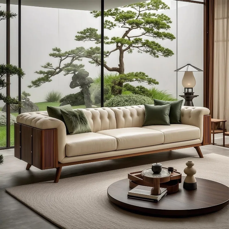 Song Meixue sofa antique living room 2025 new black walnut three-person straight leather solid wood sofa
Song Meixue sofa antique living room 2025 new black walnut three-person straight leather solid wood sofa