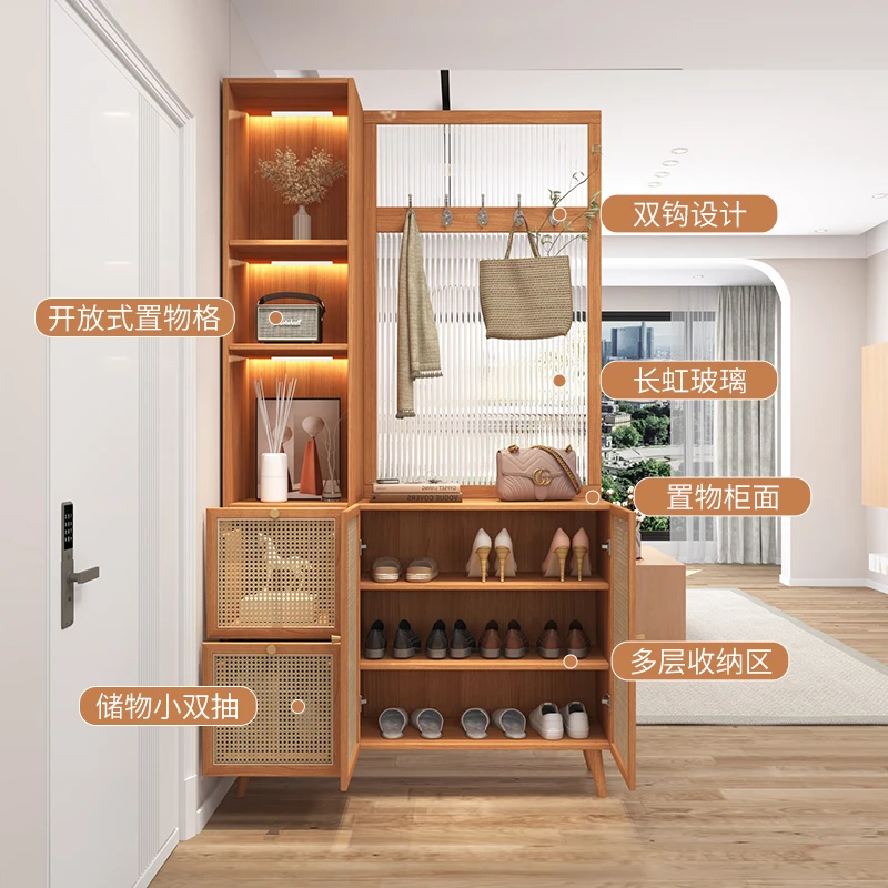 Opposite the door Entrance cabinet Shoe cabinet Integrated Japanese rattan door Hanging clothes Screen partition Living room Ent
Opposite the door Entrance cabinet Shoe cabinet Integrated Japanese rattan door Hanging clothes Screen partition Living room Ent