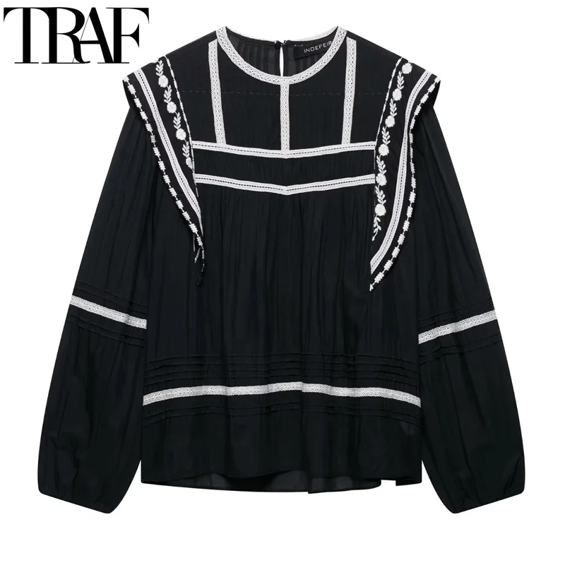 TRAF Woman Blouses Embroidered Black Blouse Summer 2025 Boho Long Sleeve Top Women Round Neck Casual Elegant Womens Blouses
TRAF Woman Blouses Embroidered Black Blouse Summer 2025 Boho Long Sleeve Top Women Round Neck Casual Elegant Womens Blouses