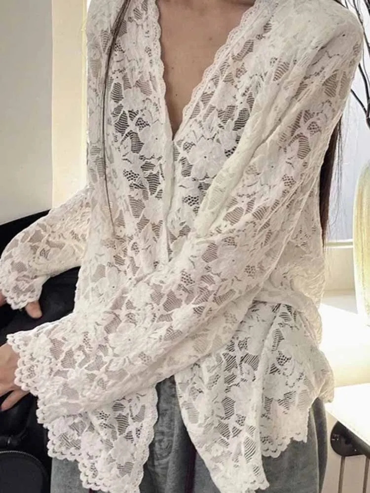 New Long Sleeve V Neck Premium Shirt Trendy Hot Sell Hollow Out Elegant Blouses Korea Chic Slim Lace Patchwork Crop Tops
New Long Sleeve V Neck Premium Shirt Trendy Hot Sell Hollow Out Elegant Blouses Korea Chic Slim Lace Patchwork Crop Tops