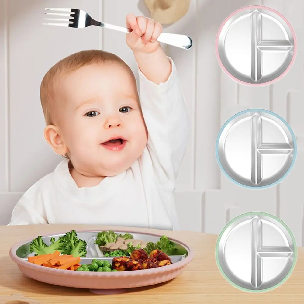 Divided Design Silicone Suction Cup Kids Plates 304 Stainless Steel BPA Free Baby Sucker Dining Plate Anti-fall Detachable
Divided Design Silicone Suction Cup Kids Plates 304 Stainless Steel BPA Free Baby Sucker Dining Plate Anti-fall Detachable