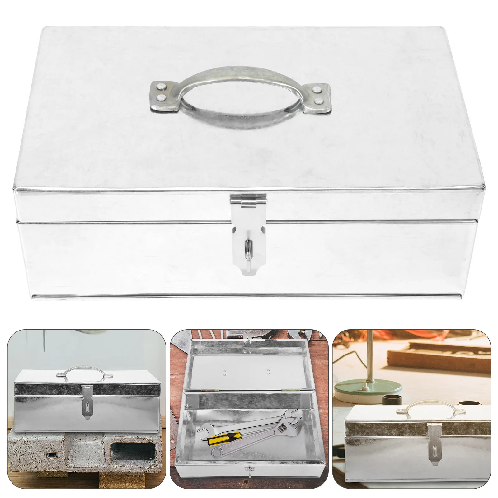 1Pcs Portable Lock Tool Box Iron Sheet Multifunctional Household Tool Storage Organizer Case Box Cash Holder 
1Pcs Portable Lock Tool Box Iron Sheet Multifunctional Household Tool Storage Organizer Case Box Cash Holder