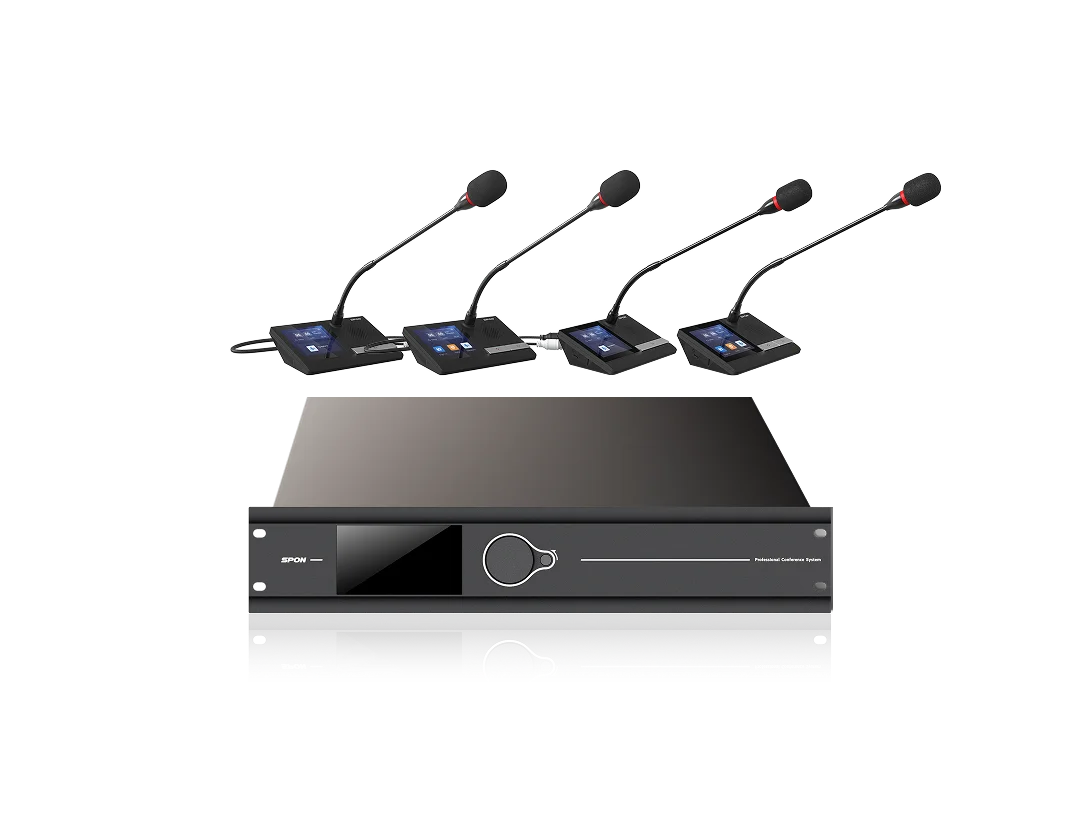 Цифровая конференц-система с проводными и беспроводными микрофонами, идеально подходящая для конференц-залов небольшого и среднего размера.
Цифровая конференц-система с проводными и беспроводными микрофонами, идеально подходящая для конференц-залов небольшого и среднего размера.