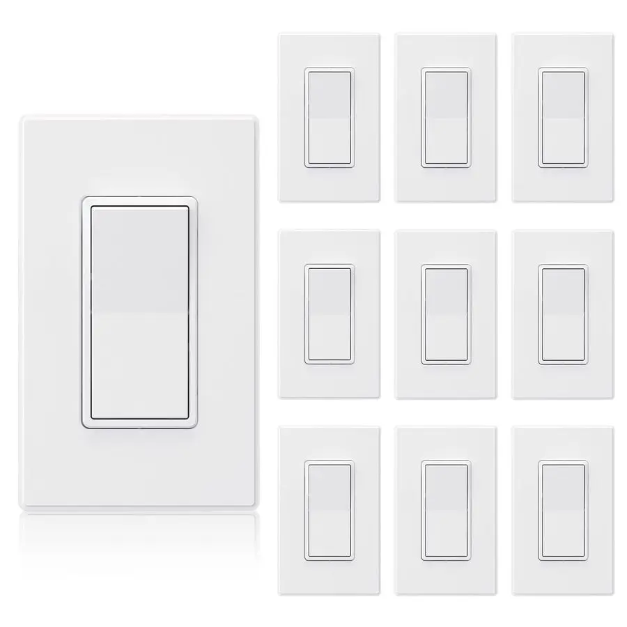 Matte White 3 Way Decorative Light Switch with Plate, 15 Amp, 120277 Volt, AC Rocker Paddle Wall Switch Replacement, SelfGroundi
Matte White 3 Way Decorative Light Switch with Plate, 15 Amp, 120277 Volt, AC Rocker Paddle Wall Switch Replacement, SelfGroundi