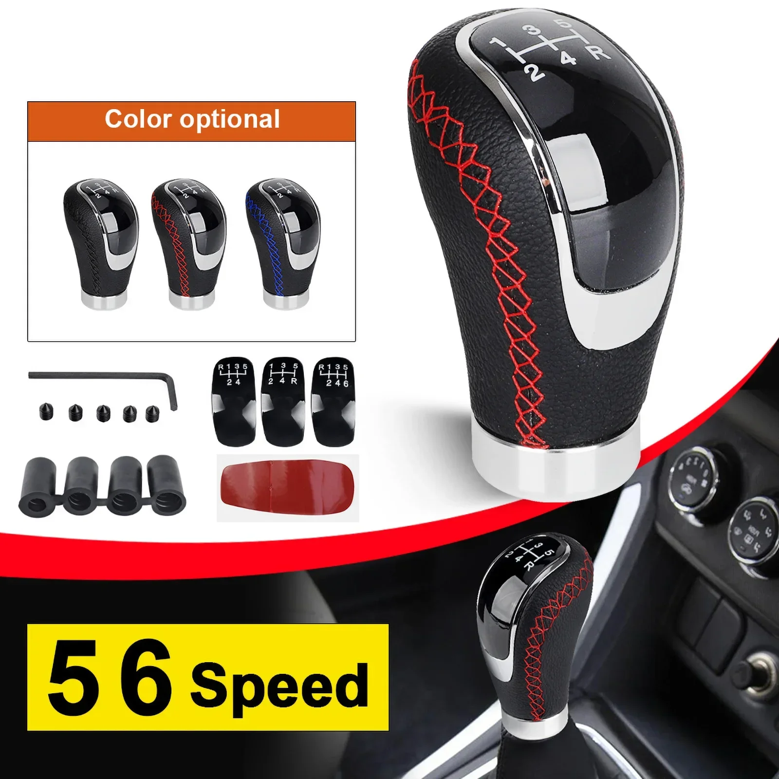 5/6 Speed Universal Replacement Manual Car Gear Stick Shift Knob Modified Stick R PU Leather Gearshift Head Gear Knob Set
5/6 Speed Universal Replacement Manual Car Gear Stick Shift Knob Modified Stick R PU Leather Gearshift Head Gear Knob Set