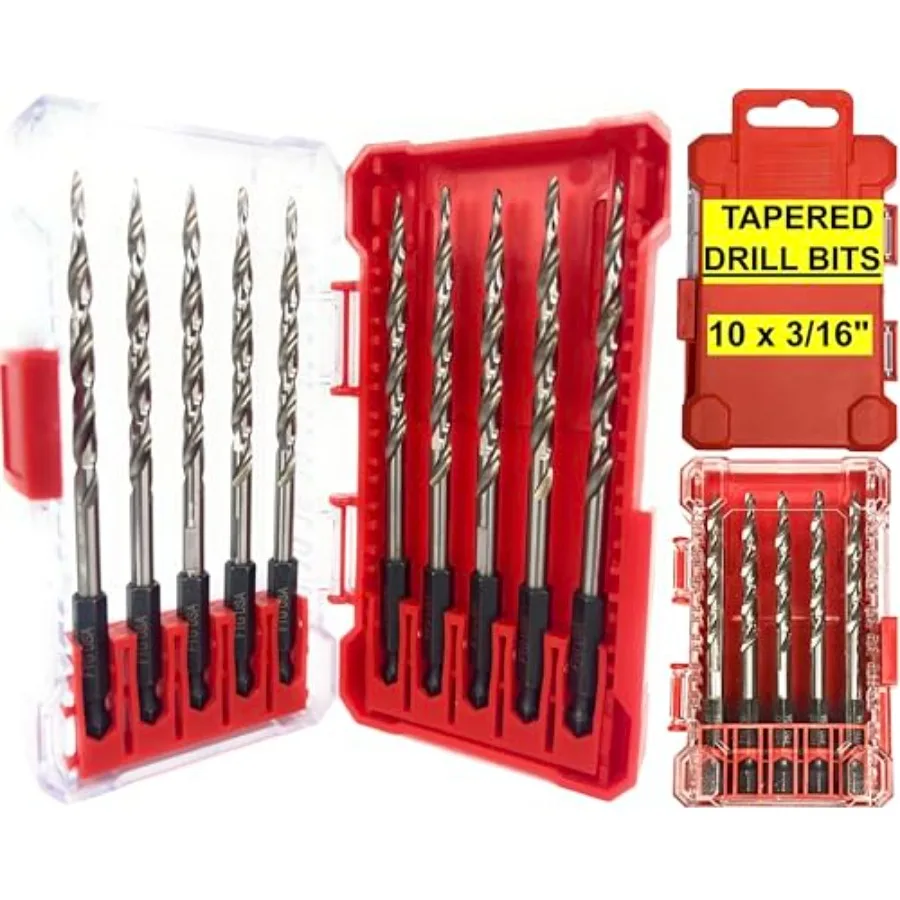 10 Pc 3/16" Tapered Drill Bits for Wood Replacement for Countersink Drill Bit Set with Storage Container
10 Pc 3/16" Tapered Drill Bits for Wood Replacement for Countersink Drill Bit Set with Storage Container
