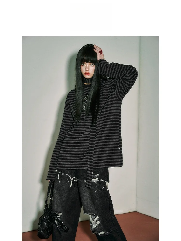 Футболка YUKAHOUSE Long Sve, винтажная женская футболка в стиле панк со звездами в полоску, весна-лето, свободная посадка из смеси хлопка, Bla ey
Футболка YUKAHOUSE Long Sve, винтажная женская футболка в стиле панк со звездами в полоску, весна-лето, свободная посадка из смеси хлопка, Bla ey