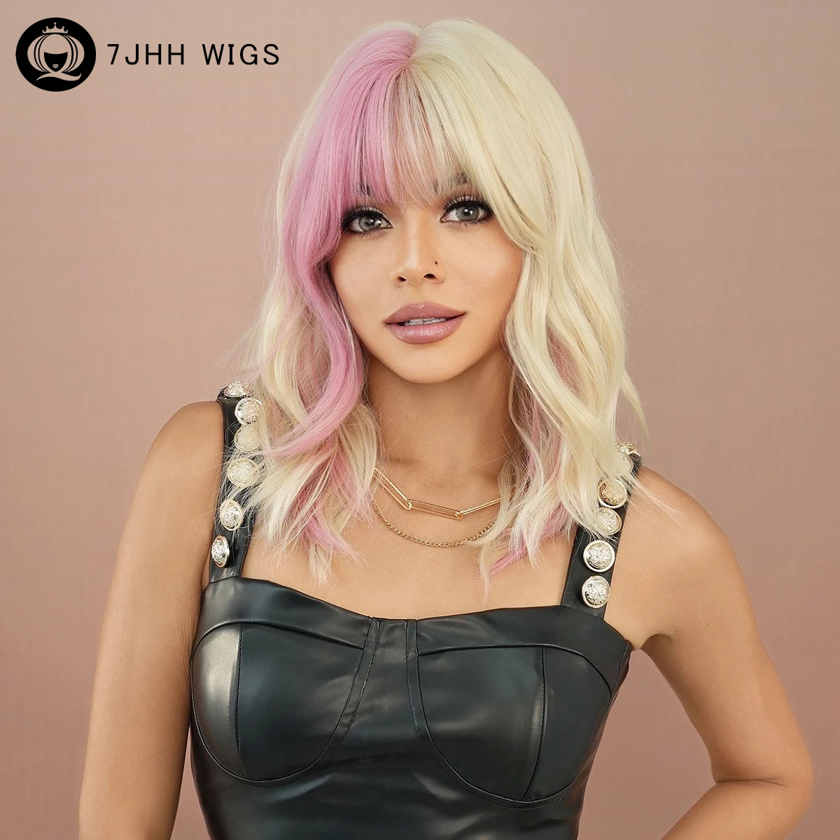 7JHHWIGS Shoulder Length Body Wavy Pink Ombre Blonde Wig for Women Daily Party High Density Synthetic Curly Hair Wigs with Bangs
7JHHWIGS Shoulder Length Body Wavy Pink Ombre Blonde Wig for Women Daily Party High Density Synthetic Curly Hair Wigs with Bangs