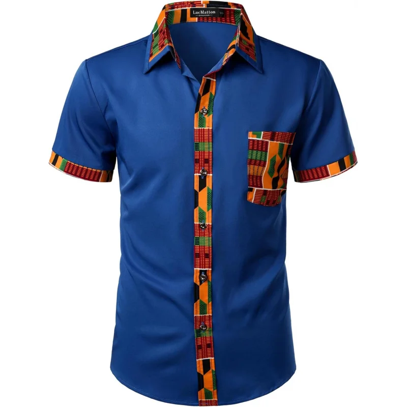 Men's Kente Print Short Sleeve Button Down Dress Shirt African Attire Tribal Graphic Dashiki Shirts
Men's Kente Print Short Sleeve Button Down Dress Shirt African Attire Tribal Graphic Dashiki Shirts