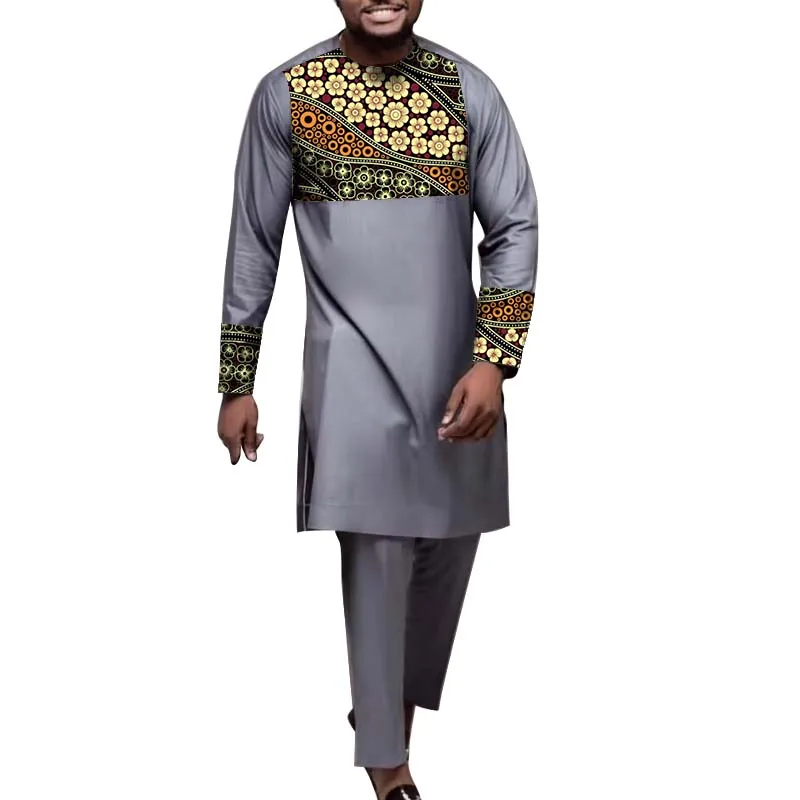 Silver Gray African Couture Men's Long Sleeve Shirt With Pant Nigerian Fashion Patchwork Top Set Male Wedding Party Wear
Silver Gray African Couture Men's Long Sleeve Shirt With Pant Nigerian Fashion Patchwork Top Set Male Wedding Party Wear