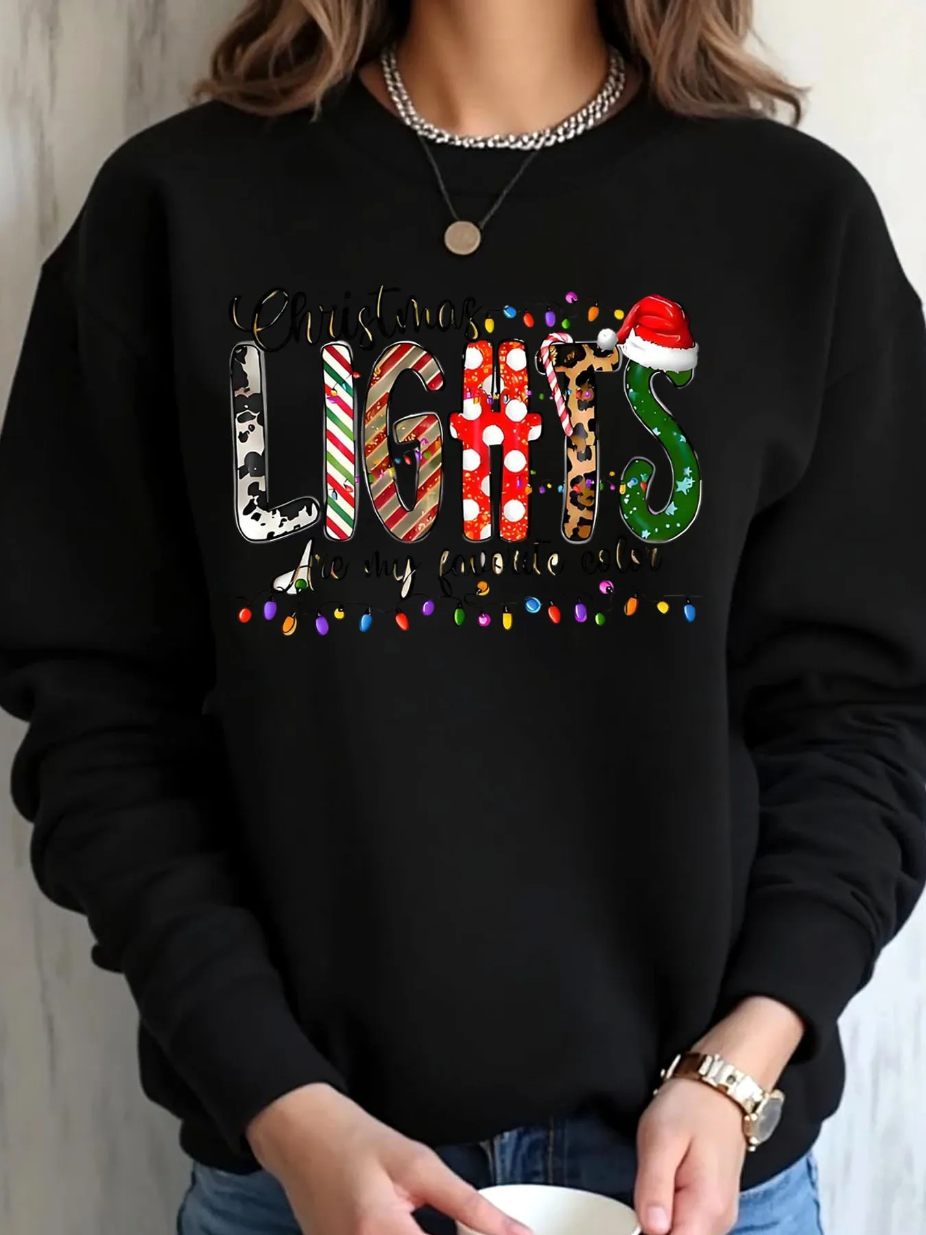 Женская толстовка большого размера с рождественскими огнями и принтом, верхняя одежда
Женская толстовка большого размера с рождественскими огнями и принтом, верхняя одежда