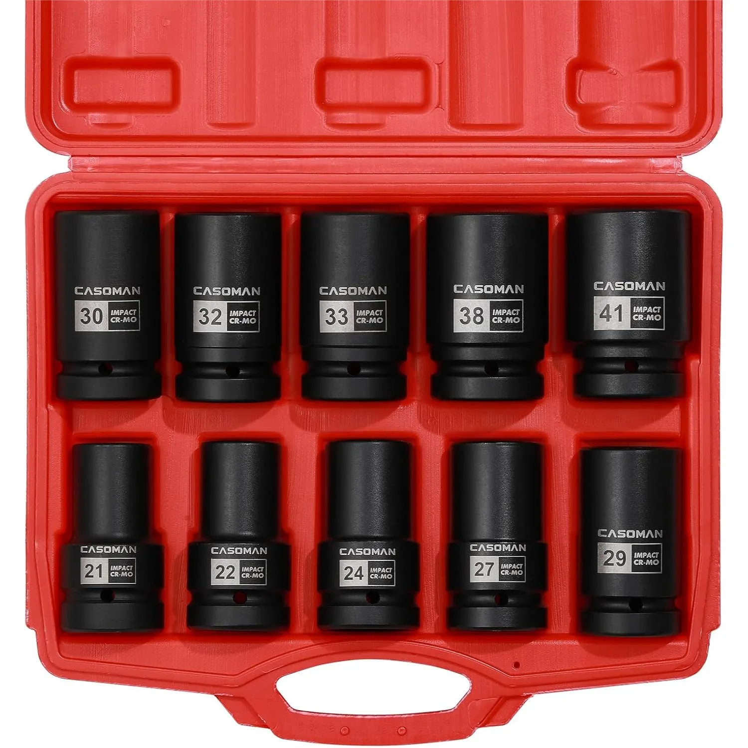 1-Inch Drive Deep Impact Socket Set, 10-Piece Metric CR-MO, 21-41mm Axle Nut Sockets, Heavy Duty
1-Inch Drive Deep Impact Socket Set, 10-Piece Metric CR-MO, 21-41mm Axle Nut Sockets, Heavy Duty
