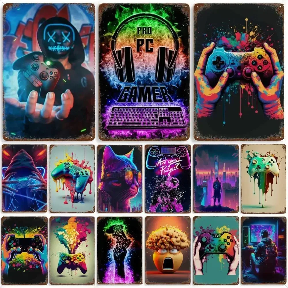 Vintage Colorful Game Controller Wall Art Poster Metal Tin Sign Plaque for Gaming Boy Room Home Man Cave Wall Decoration Plates
Vintage Colorful Game Controller Wall Art Poster Metal Tin Sign Plaque for Gaming Boy Room Home Man Cave Wall Decoration Plates