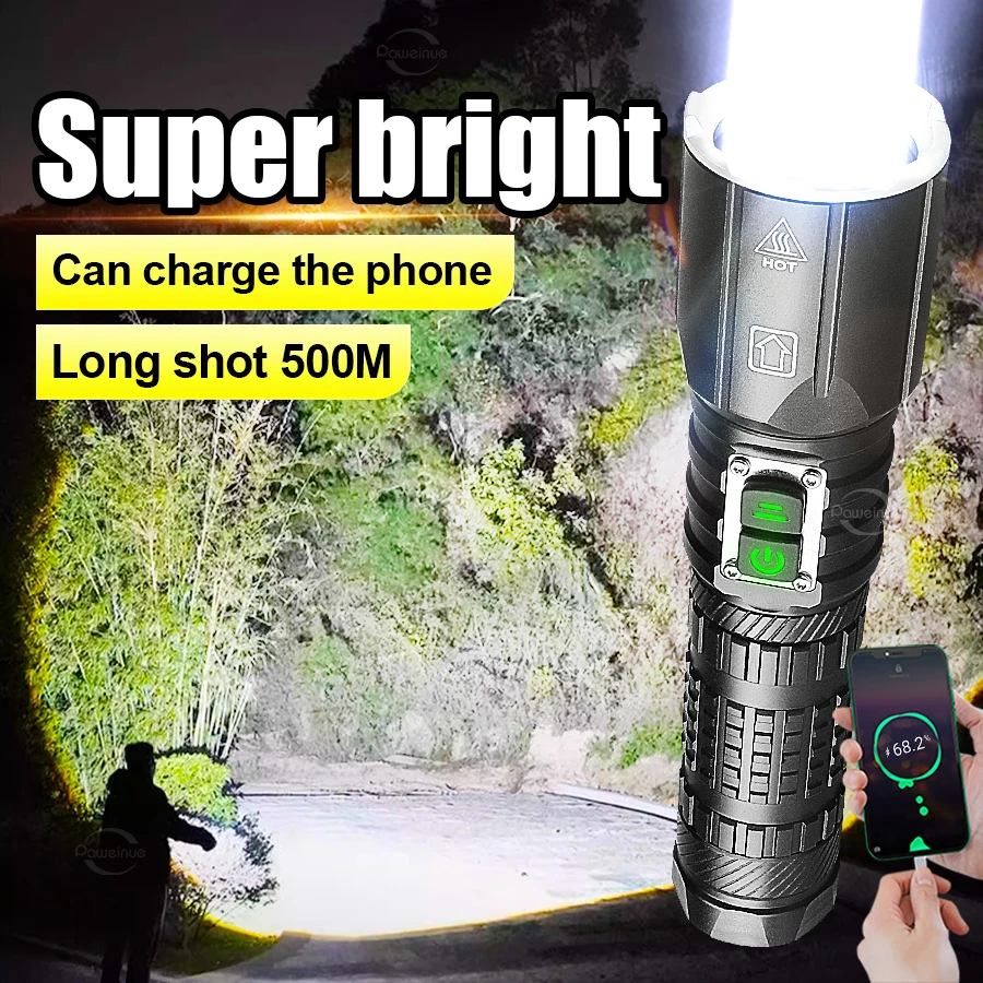High Power XHP70.3 Rechargeable Flashlight Telescopic Zoom 500m Aluminum Alloy Self Defense Tactical Lamp Outdoor Hunting Torch
High Power XHP70.3 Rechargeable Flashlight Telescopic Zoom 500m Aluminum Alloy Self Defense Tactical Lamp Outdoor Hunting Torch