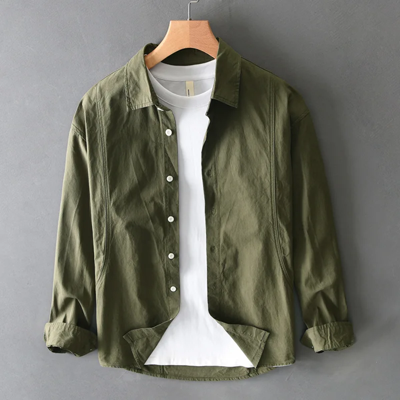 Japan Style Long Sleeve Mens Shirts Spring Loose Green Shirts Lapel Pure Cotton Button Up Shirt Men Simple Clothing Comfort Tops
Japan Style Long Sleeve Mens Shirts Spring Loose Green Shirts Lapel Pure Cotton Button Up Shirt Men Simple Clothing Comfort Tops