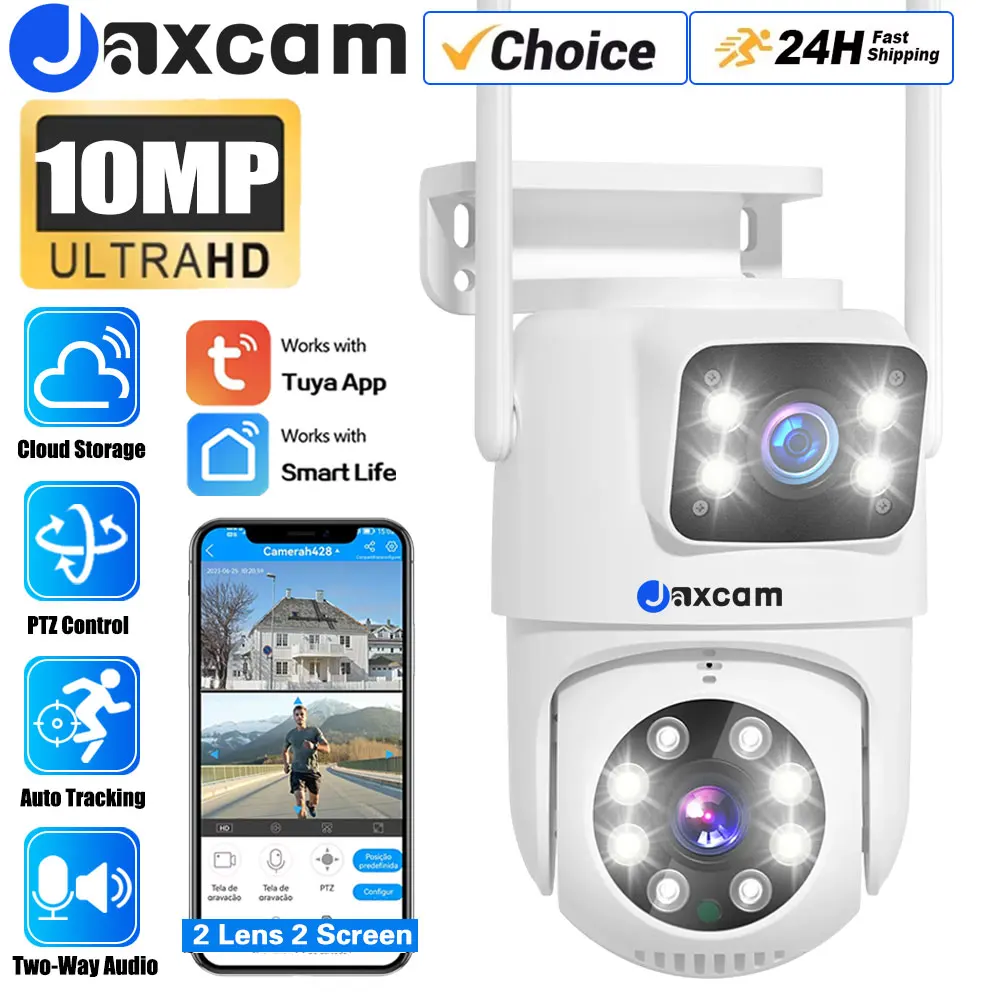 10MP 5K Dual-Lens PTZ Camera Outdoor 4K HD Dual Screen Surveillance 2.4G Wifi Camera Color Night Vision Security-Protection Tuya 
10MP 5K Dual-Lens PTZ Camera Outdoor 4K HD Dual Screen Surveillance 2.4G Wifi Camera Color Night Vision Security-Protection Tuya