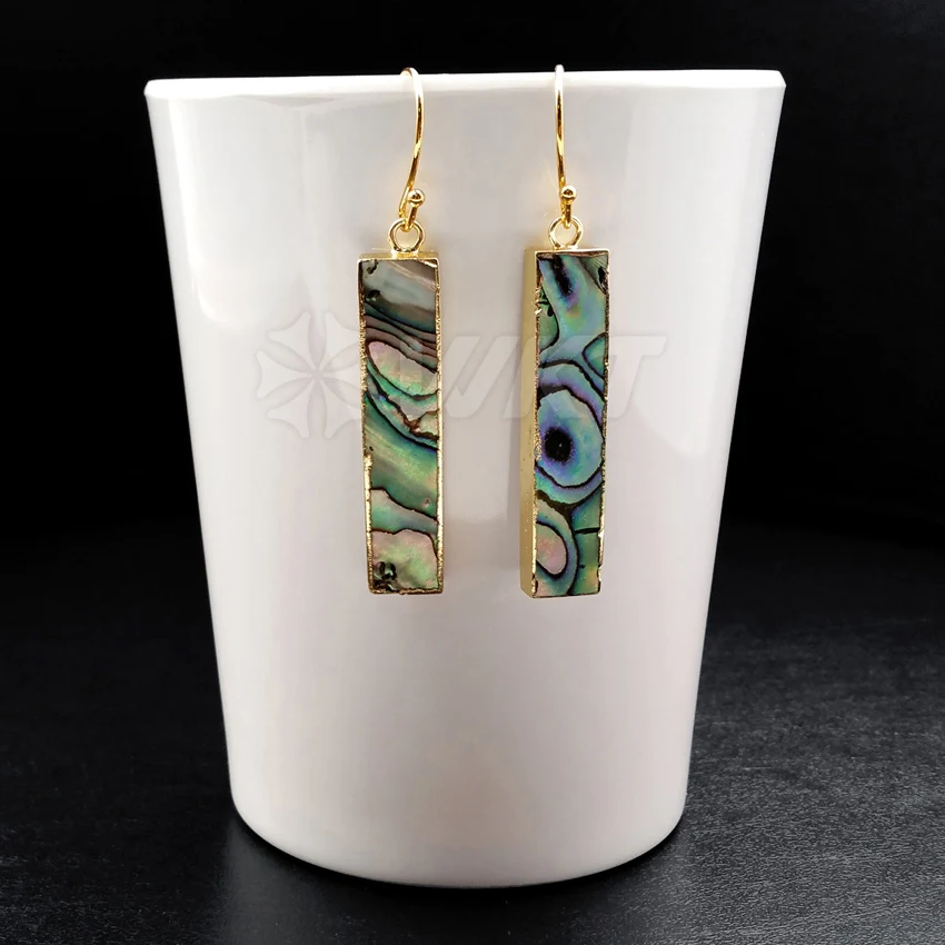 WT-E352 Wholesale Natural Abalone Shell Earrings With 24K Gold Trim Rectangle Shape Unique Design Jewelry For Women Gift
WT-E352 Wholesale Natural Abalone Shell Earrings With 24K Gold Trim Rectangle Shape Unique Design Jewelry For Women Gift