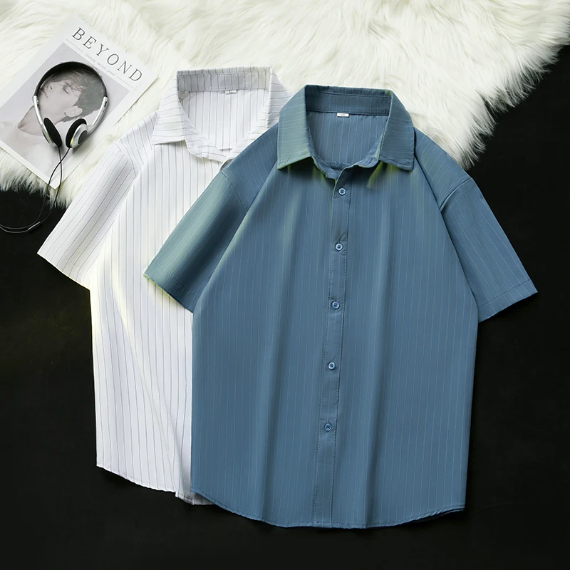 Men's Stripe Short Sleeve Shirt Summer Lightweight Breathable Ice Silk Drapey Slim Fit Casual Shirt Outerwear
Men's Stripe Short Sleeve Shirt Summer Lightweight Breathable Ice Silk Drapey Slim Fit Casual Shirt Outerwear