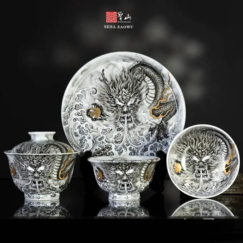 Holy Mountain Jingdezhen High-End Pastel Hand-Painted Ink Dragon Chinese Ceramic Brewing Gaiwan Set Tea Cup
Holy Mountain Jingdezhen High-End Pastel Hand-Painted Ink Dragon Chinese Ceramic Brewing Gaiwan Set Tea Cup
