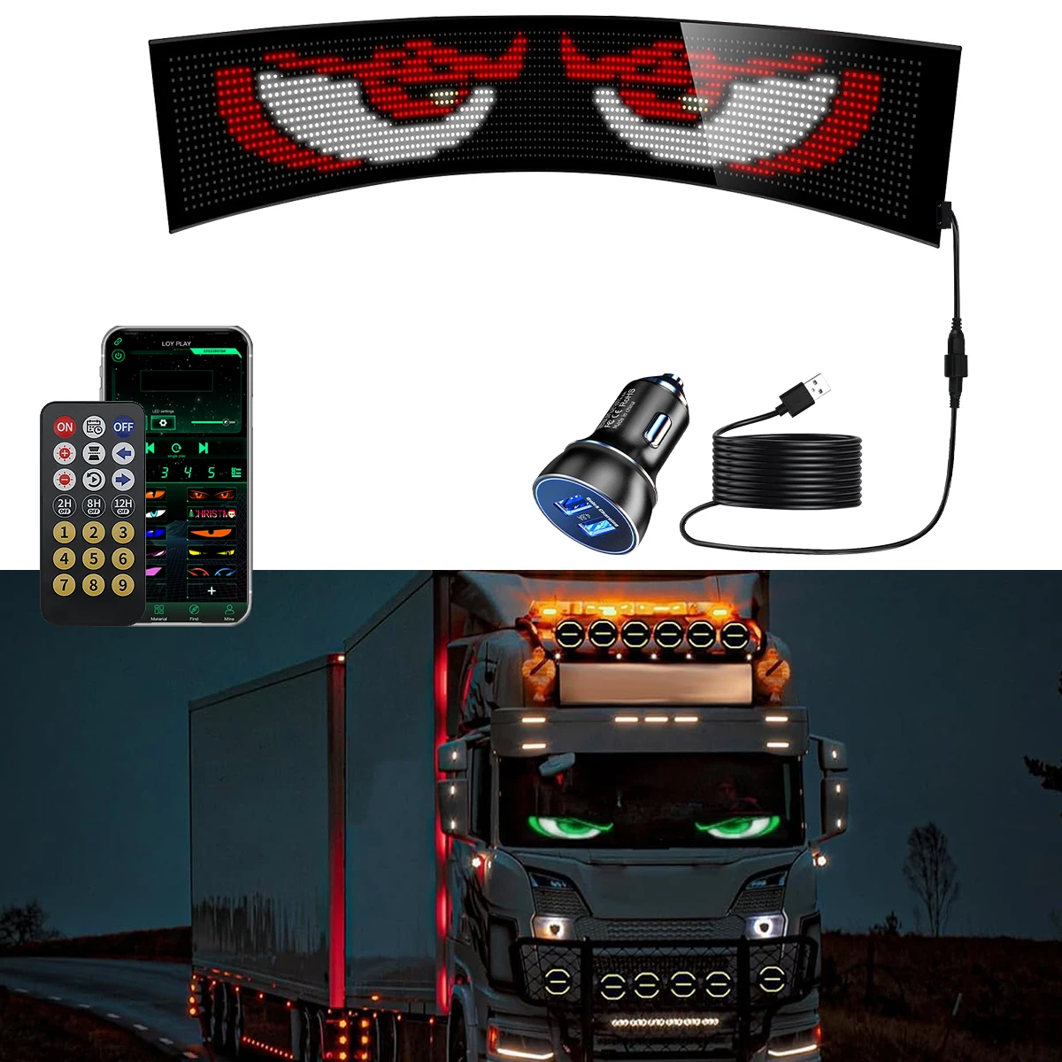 1PC Car Truck Evil's Eye Giant Flexible Screen Light LED Matrix Pixel Panel DIY Scrolling Board Front Rear Window Decoration
1PC Car Truck Evil's Eye Giant Flexible Screen Light LED Matrix Pixel Panel DIY Scrolling Board Front Rear Window Decoration