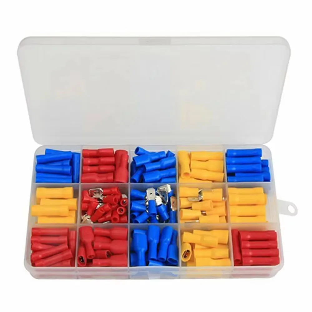 222PCS Spade Crimp Terminals Electrical Wire Butt Connector Fully Insulated Male Female Assorted Kit AWG 22-10/0.5-6.0mm2
222PCS Spade Crimp Terminals Electrical Wire Butt Connector Fully Insulated Male Female Assorted Kit AWG 22-10/0.5-6.0mm2