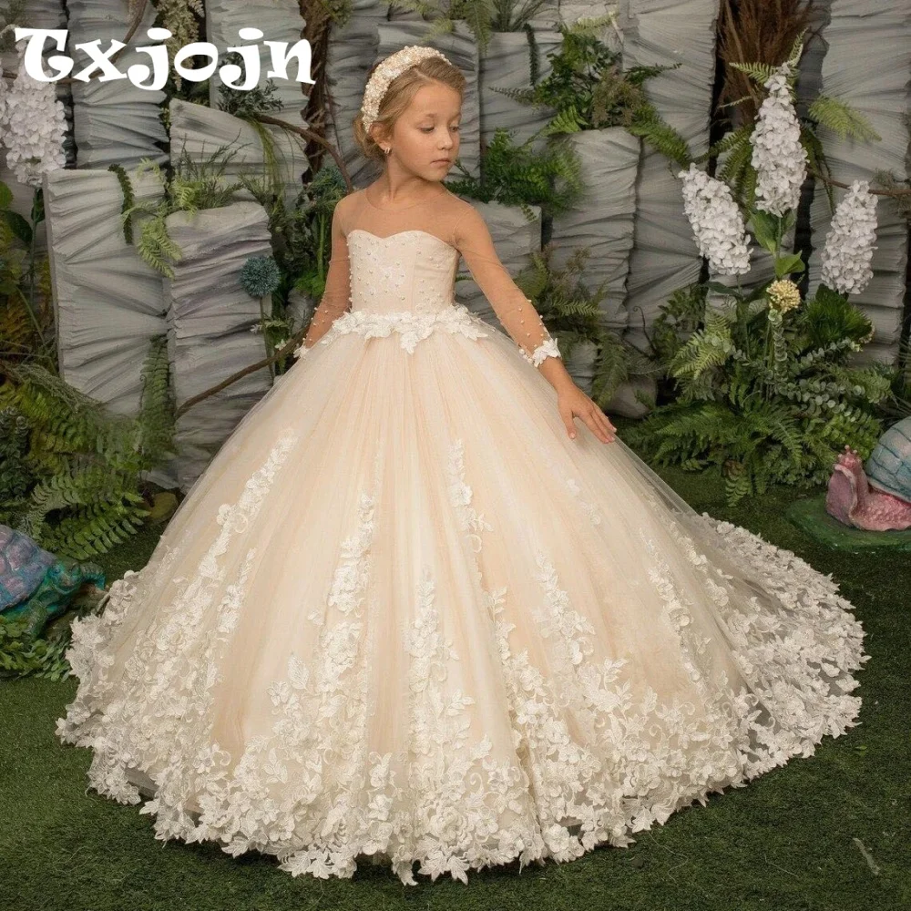 Flower Girls Dresses For Wedding Charming Elegant Lace Appliques Kids Princess Gown For Stage Performance Classic Birthday Gowns
Flower Girls Dresses For Wedding Charming Elegant Lace Appliques Kids Princess Gown For Stage Performance Classic Birthday Gowns