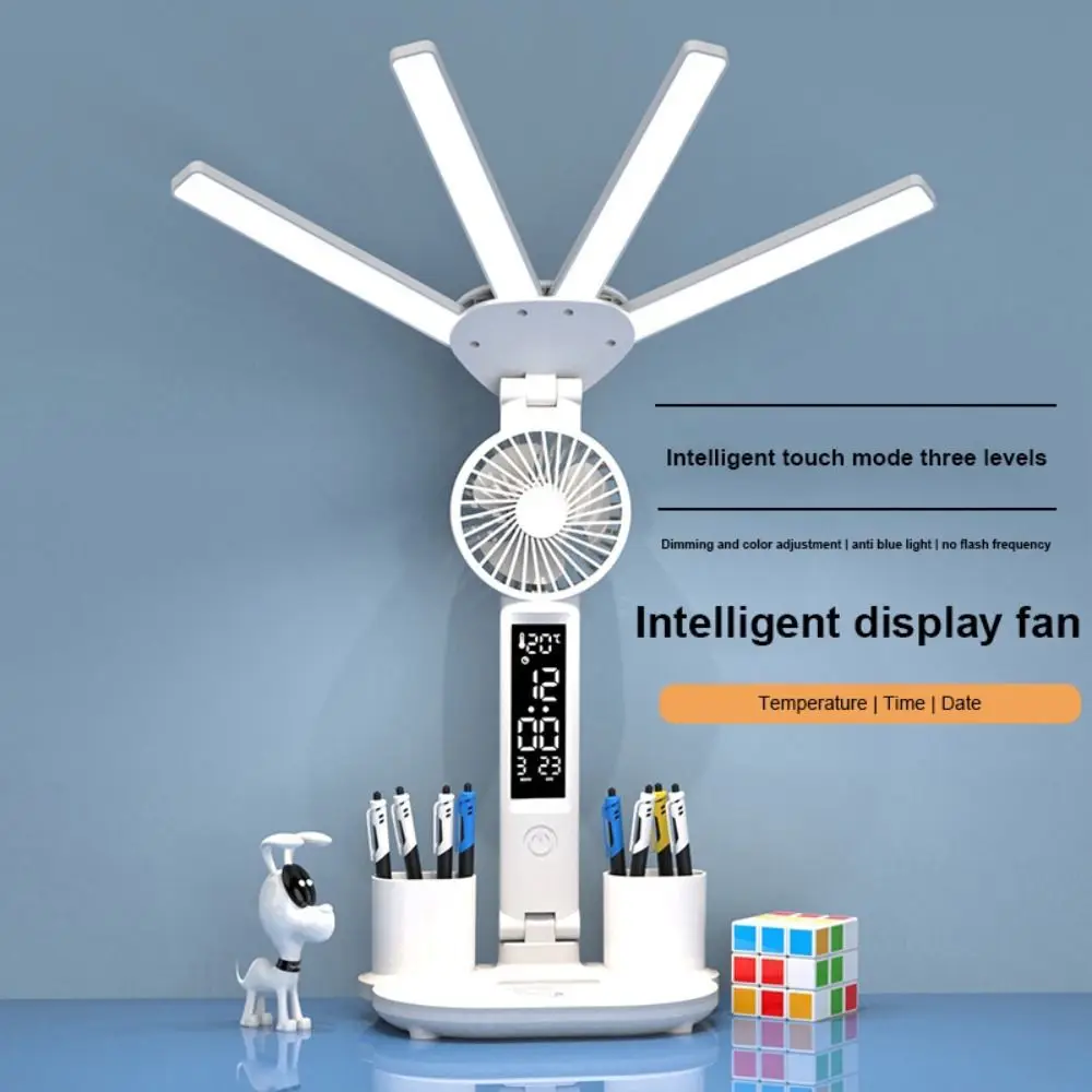 4 Heads LED Table Lamp 3 Colors Touch Dimming Tabletop Reading Lamp Eye Protection with Fan&Time Date Night Light Student
4 Heads LED Table Lamp 3 Colors Touch Dimming Tabletop Reading Lamp Eye Protection with Fan&Time Date Night Light Student