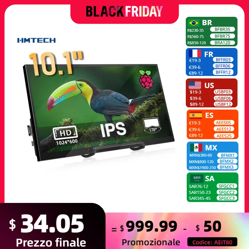 10.1 Inch Portable HDMI Monitor Raspberry Pi Display Laptop Secondary Screen IPS High Pixel 1024*600 Switch/PS4 PC Game Display
10.1 Inch Portable HDMI Monitor Raspberry Pi Display Laptop Secondary Screen IPS High Pixel 1024*600 Switch/PS4 PC Game Display