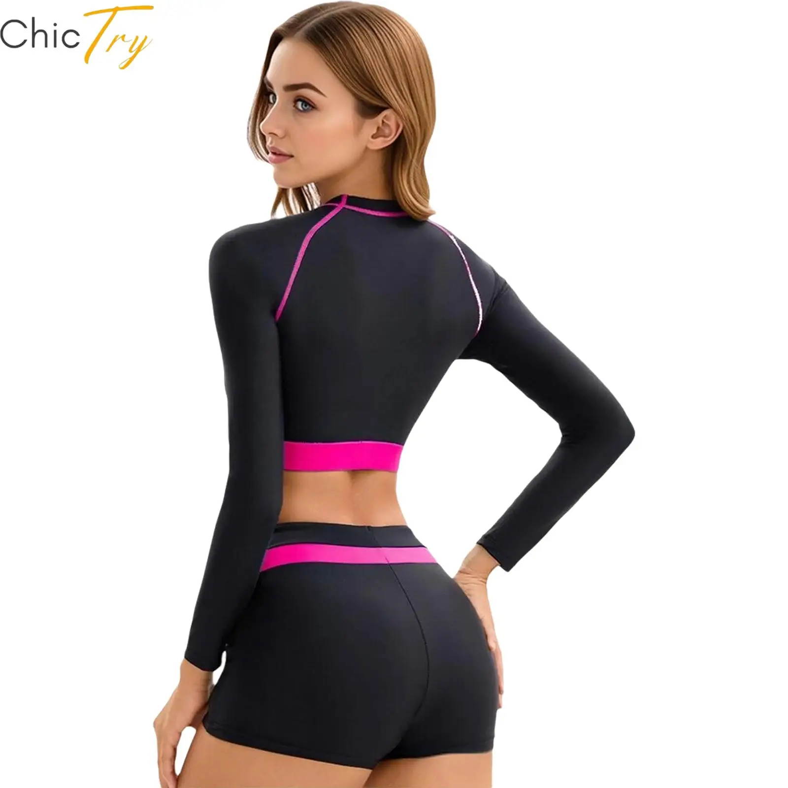 Womens 2 Pieces Conservative Sun-protection Sporty Swimwear Long Sleeve Short Top with Shorts Swimsuit UPF 50 Pool
Womens 2 Pieces Conservative Sun-protection Sporty Swimwear Long Sleeve Short Top with Shorts Swimsuit UPF 50 Pool