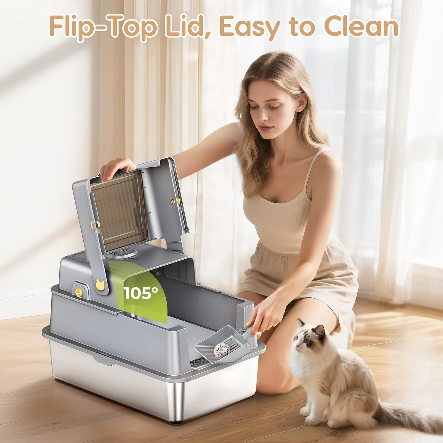 L7 Pro — лоток из нержавеющей стали с крышкой, очень большой закрытый металлический ящик для кошек XXL для котят и крупных кошек, контроль запаха
L7 Pro — лоток из нержавеющей стали с крышкой, очень большой закрытый металлический ящик для кошек XXL для котят и крупных кошек, контроль запаха