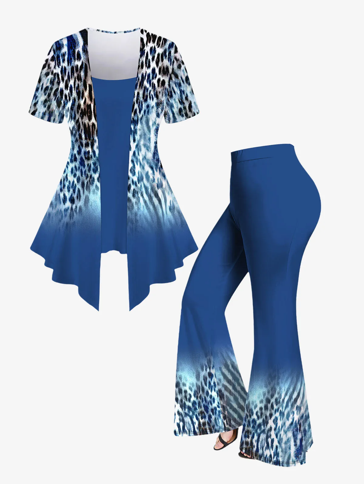 Leopard Printed 2 In 1 T-shirt Or Flare Pants Plus Size Women's Outfit Summer Streetwear Casual Matching Set Top Bottoms XS-6X
Leopard Printed 2 In 1 T-shirt Or Flare Pants Plus Size Women's Outfit Summer Streetwear Casual Matching Set Top Bottoms XS-6X