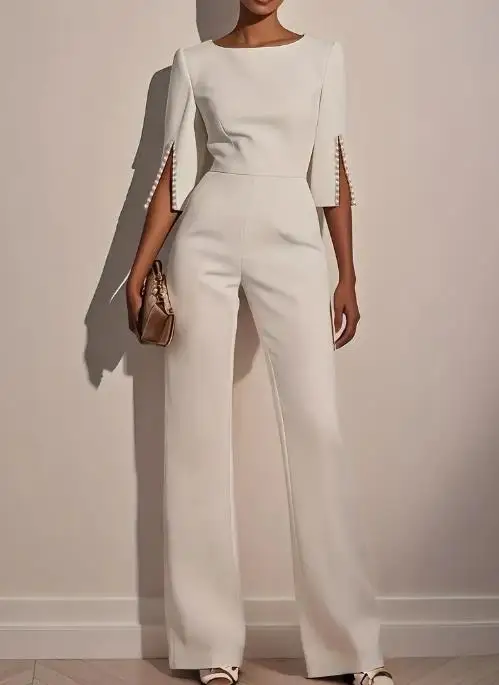 Jumpsuit Women 2025 Summer Solid Color Nail Bead Decoration Round Neck Long Sleeve High Waist Elegant Slim Fit Long Jumpsuit
Jumpsuit Women 2025 Summer Solid Color Nail Bead Decoration Round Neck Long Sleeve High Waist Elegant Slim Fit Long Jumpsuit