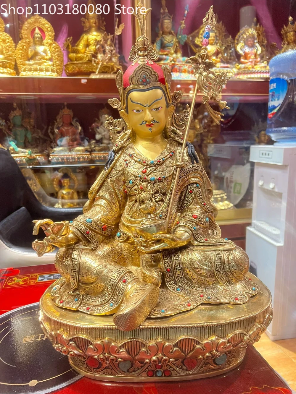 53cm Nepal hand inlay Copper gilding Padmasambhava buddha statue Guru Rinpoche sculpture
53cm Nepal hand inlay Copper gilding Padmasambhava buddha statue Guru Rinpoche sculpture
