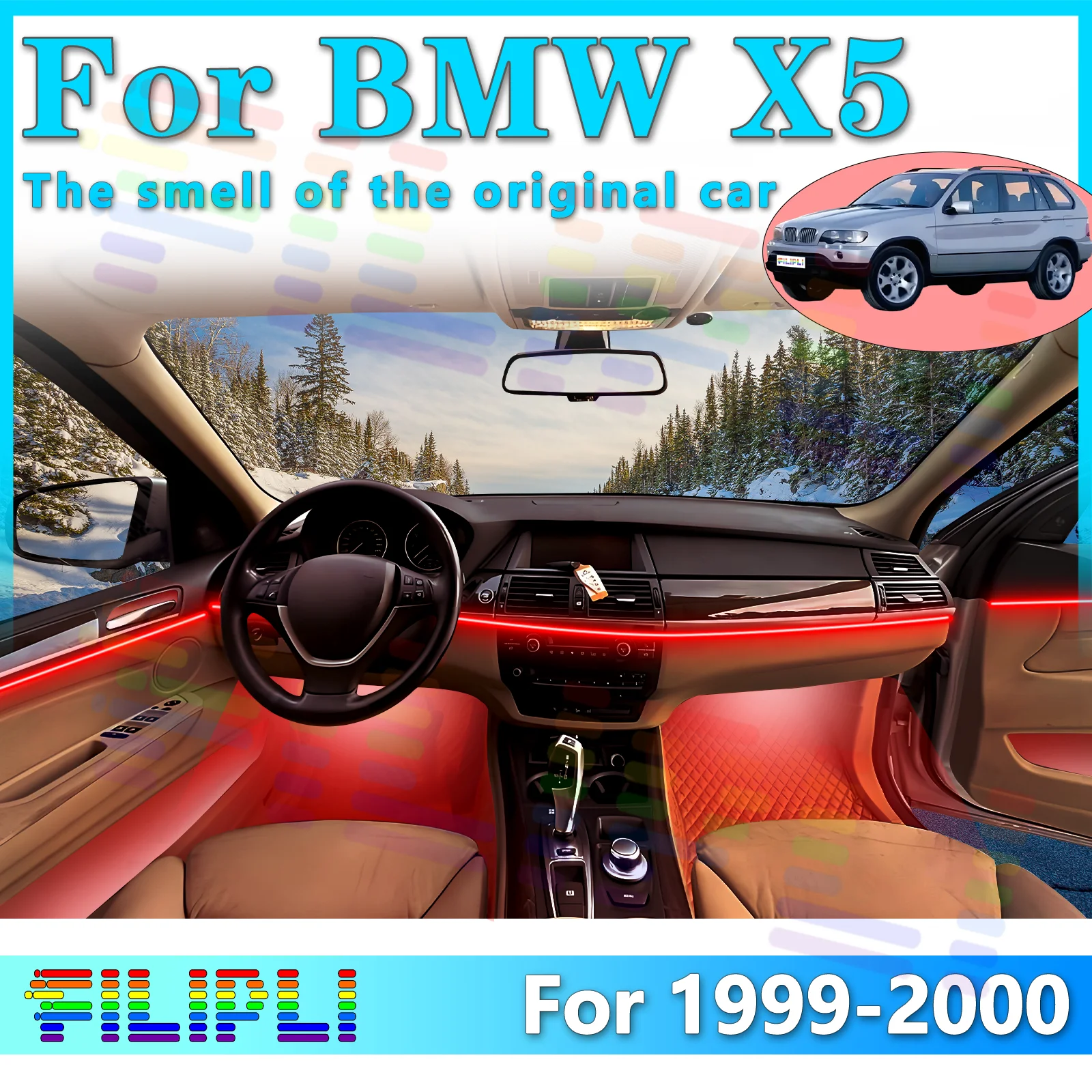 FILIPLI для BMW X5 E53 интерьерная светодиодная акриловая атмосферная световая полоса 64 цвета, регулируемое приложение
FILIPLI для BMW X5 E53 интерьерная светодиодная акриловая атмосферная световая полоса 64 цвета, регулируемое приложение