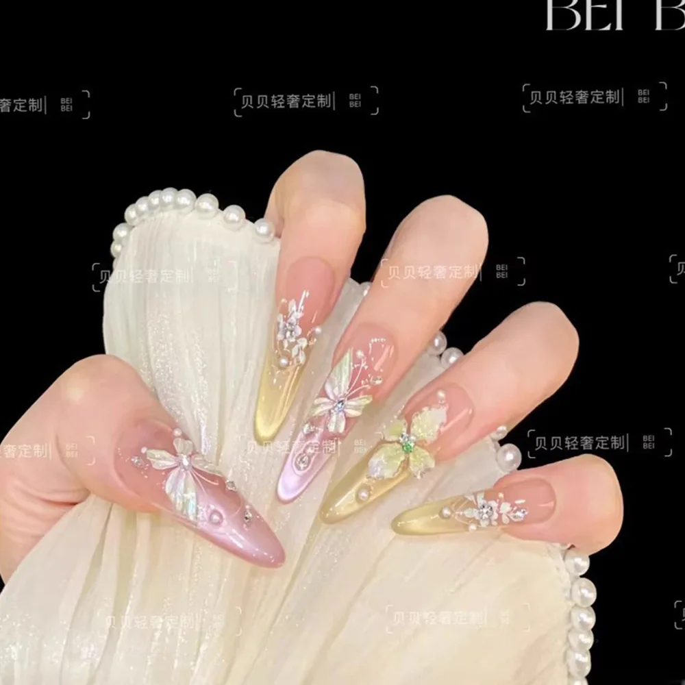 French Princess Style Diamond Shining Cat Eye Long Nail Art Hand-drawn Butterfly Flower Fake Nail High-Grade Party Sticker Gift
French Princess Style Diamond Shining Cat Eye Long Nail Art Hand-drawn Butterfly Flower Fake Nail High-Grade Party Sticker Gift
