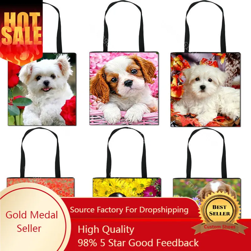 Customize Shopping Tote Bag Cute Flower Dog Print Women Lady Fashion Fabric Handbags Girls Pug Folding Reusable Shopper Bags
Customize Shopping Tote Bag Cute Flower Dog Print Women Lady Fashion Fabric Handbags Girls Pug Folding Reusable Shopper Bags