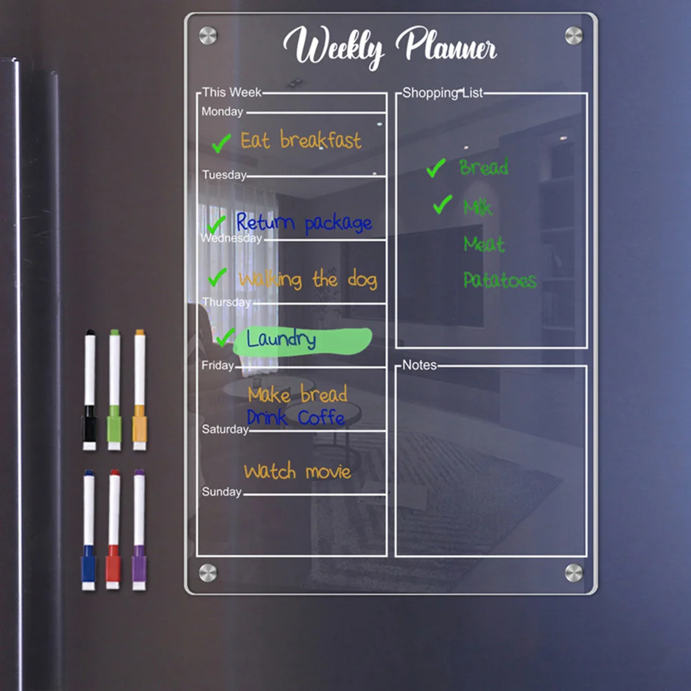 Acrylic Weekly Planner Whiteboard Calendar Practical Dry Erase Schedule Refrigerator Writing for Fridge Clear
Acrylic Weekly Planner Whiteboard Calendar Practical Dry Erase Schedule Refrigerator Writing for Fridge Clear
