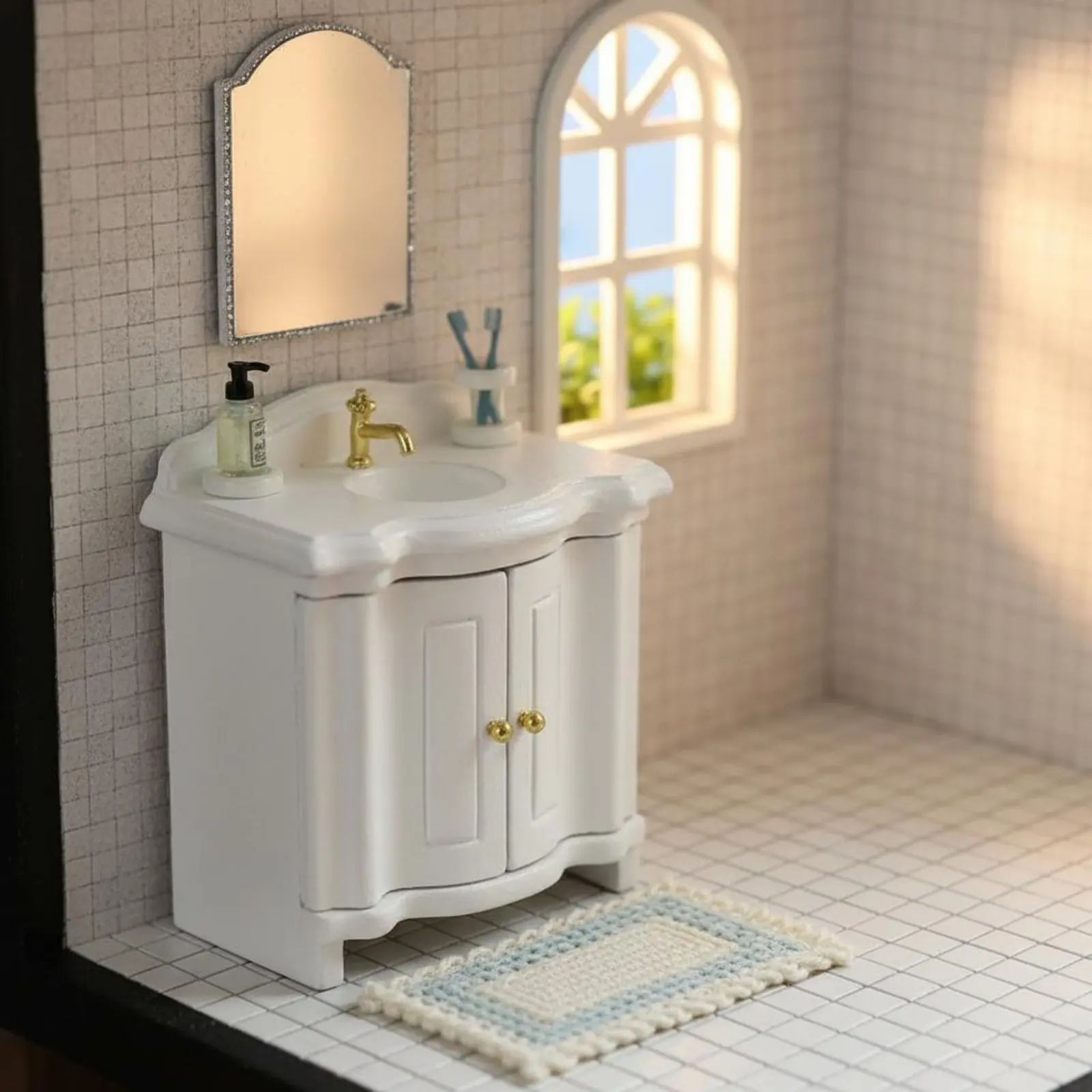 White Dollhouse Washstand Wooden Construction Dollhouse Bathroom Sink Miniature Vanity Cabinet Realistic Intricacy
White Dollhouse Washstand Wooden Construction Dollhouse Bathroom Sink Miniature Vanity Cabinet Realistic Intricacy