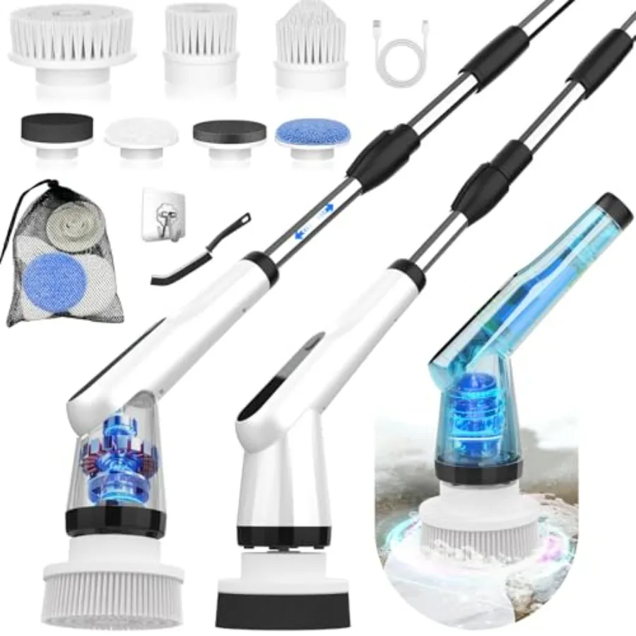 -Electric Spin Scrubber - Upgraded 12-in-1 IPX7 Waterproof Shower Scrubber Retractable Handle and 2-Speed for Toilet Bathroom B
-Electric Spin Scrubber - Upgraded 12-in-1 IPX7 Waterproof Shower Scrubber Retractable Handle and 2-Speed for Toilet Bathroom B