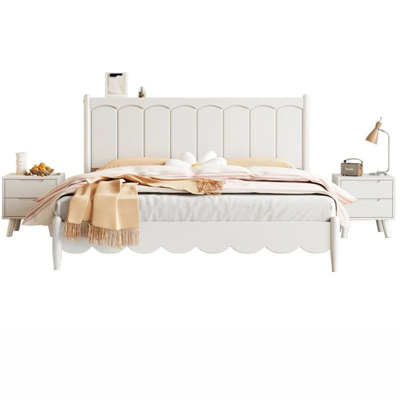 White all solid wood bed simple modern cream wind double master bedroom large bed 1.8 meters single small apartment household
White all solid wood bed simple modern cream wind double master bedroom large bed 1.8 meters single small apartment household